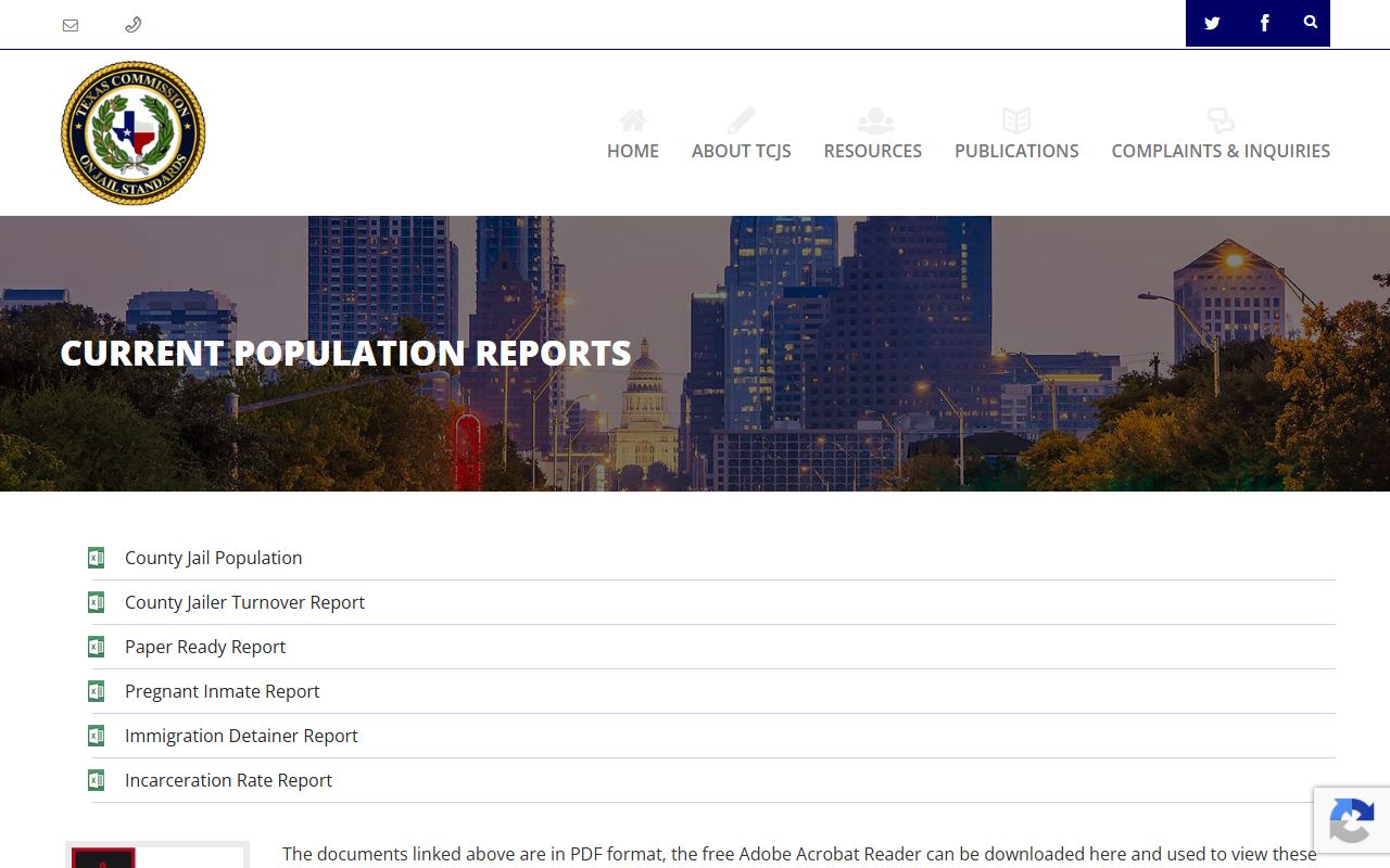 Foard County inmate population TCJS current population reports page